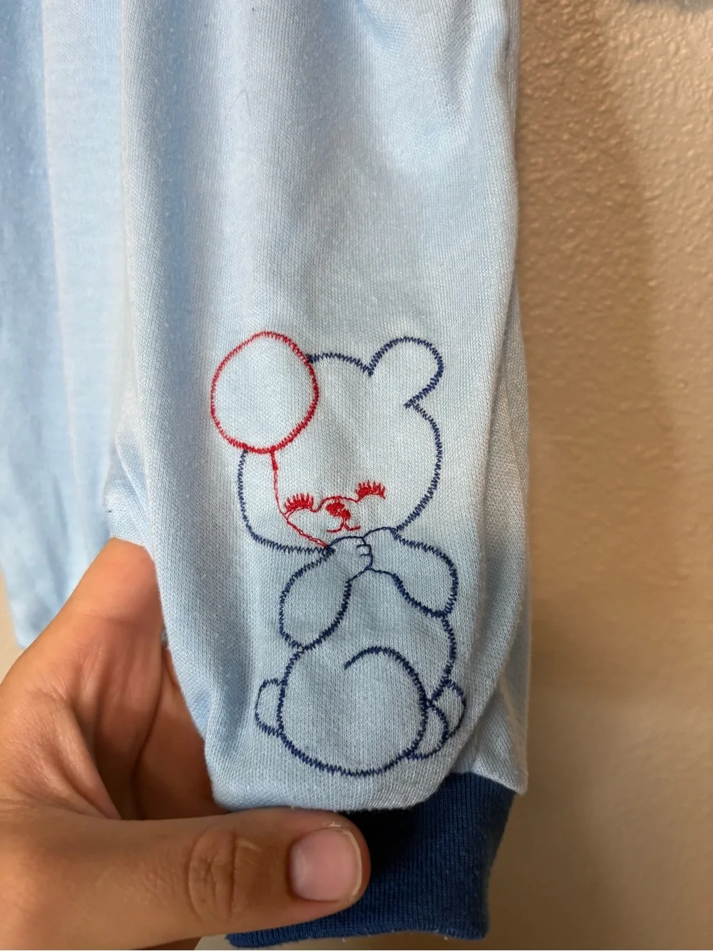 Vintage Triplets Colorblock Fleece Baby Romper Teddy Bear Small 80s 90s